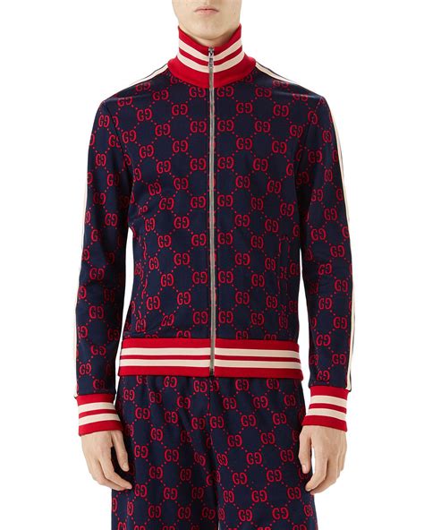 gucci red puffer jacket|gucci gg print jacket men's.